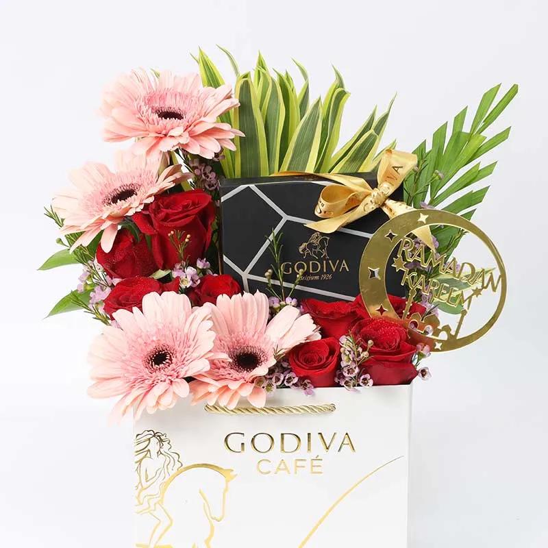 Ramadan Scarlet Beauty Floral Godiva Arrangement - Flowers gift from Buy Any Flowers Dubai in Al Quoz Industrial Area 4, Dubai, UAE - image 2