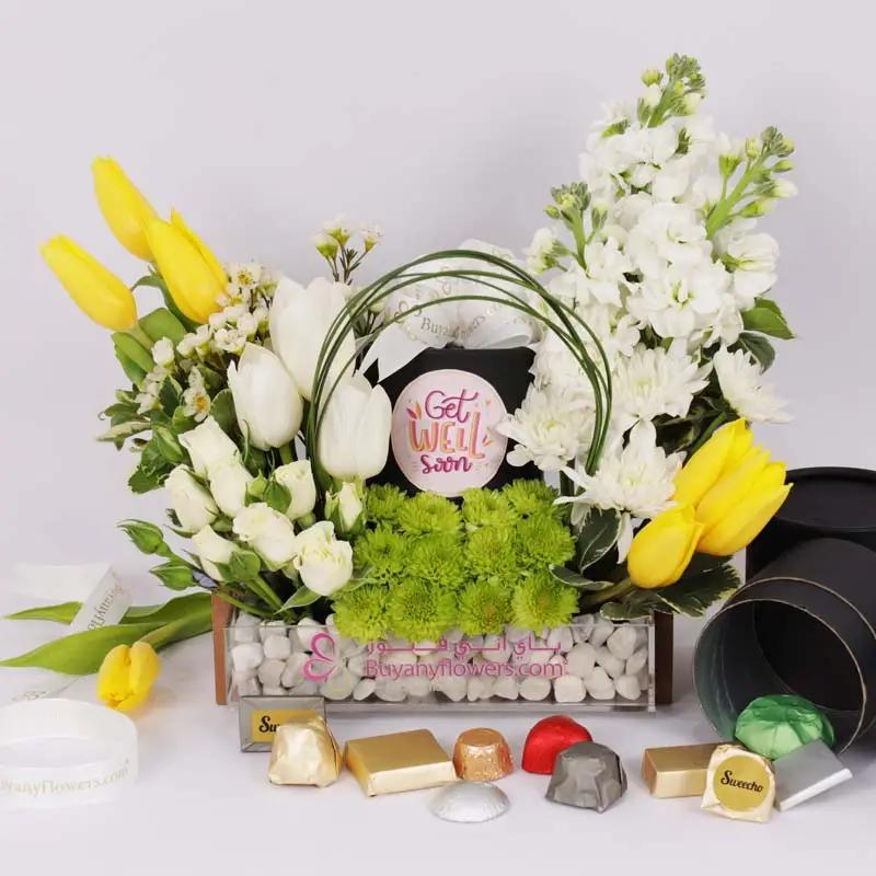 Get Well Soon Flowers and Chocolate Arrangement - Chocolates gift from Buy Any Flowers Dubai in Al Quoz Industrial Area 4, Dubai, UAE