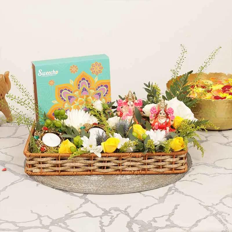 Diwali Wishes Floral Gift Basket in Dubai