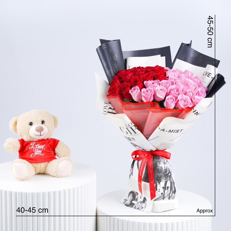 Cute Love 51 Roses Bouquet and I Love You Teddy - Gift Sets gift from Buy Any Flowers Dubai in Al Quoz Industrial Area 4, Dubai, UAE - image 4