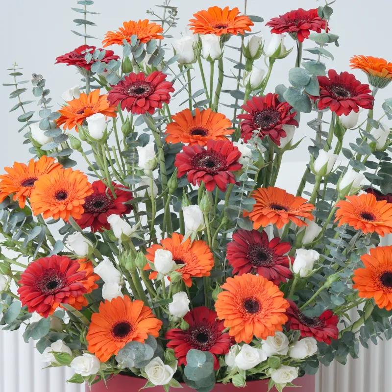 Sunset Gerbera Flower Box With Chocolate - Gift Sets gift from Buy Any Flowers Dubai in Al Quoz Industrial Area 4, Dubai, UAE - image 2