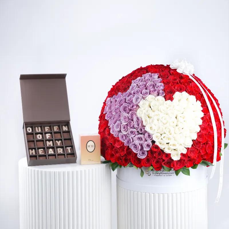 You and I 501 Roses Box with Chocolates and Dior Dune Perfume in Dubai