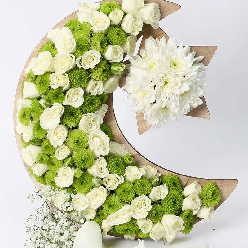 Floral Crescent Moon and Star Green thumbnail 2