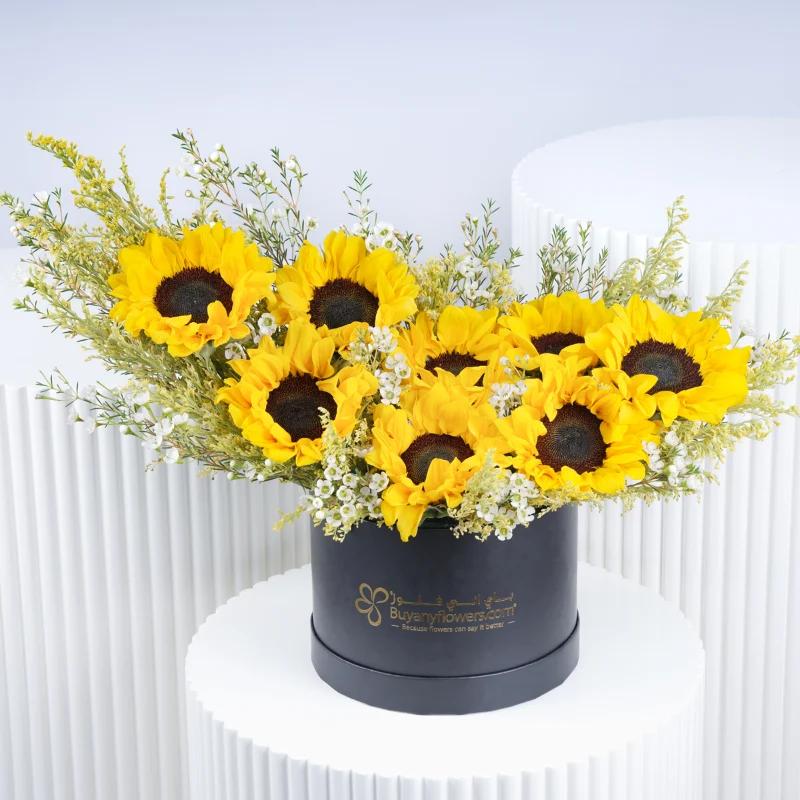 Sunflare Blooming Box - Flowers gift from Buy Any Flowers Dubai in Al Quoz Industrial Area 4, Dubai, UAE