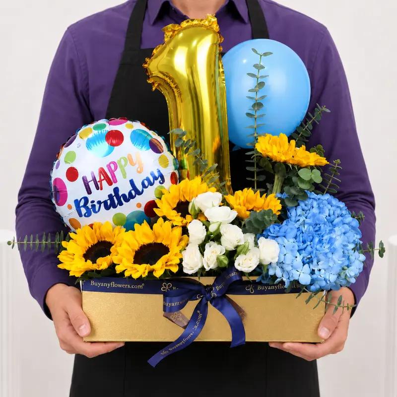 Customize Birthday Sunshine Flower Arrangement - Flowers gift from Buy Any Flowers Dubai in Al Quoz Industrial Area 4, Dubai, UAE - image 3