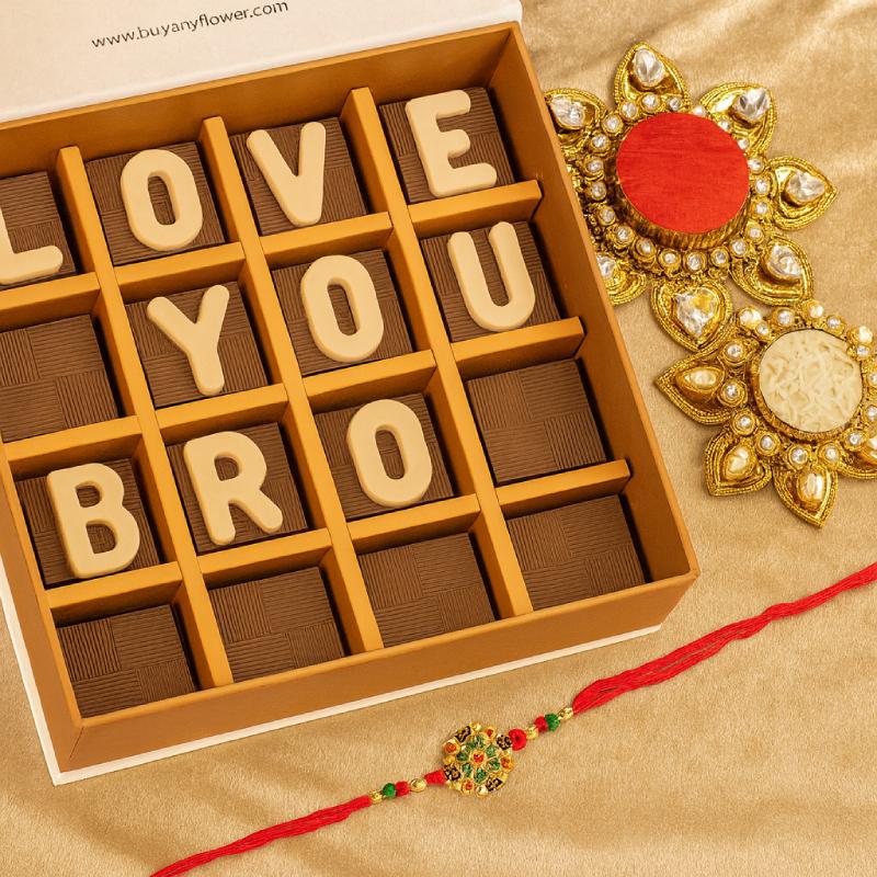 Designer Rakhi and Love You Bro Chocolates