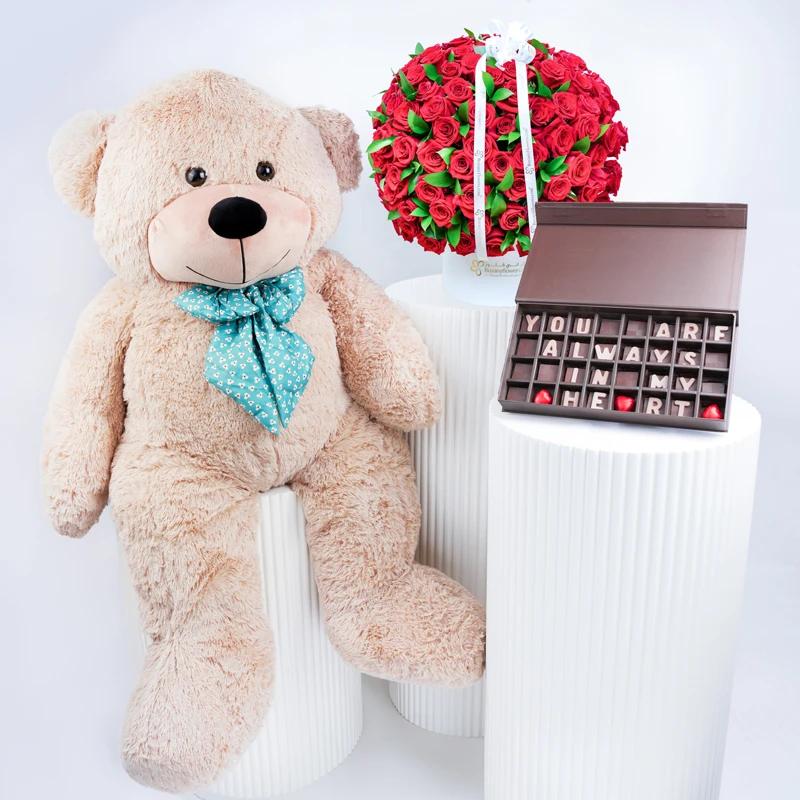 Blush 151 Red Roses Box Trio - Gift Sets gift from Buy Any Flowers Dubai in Al Quoz Industrial Area 4, Dubai, UAE