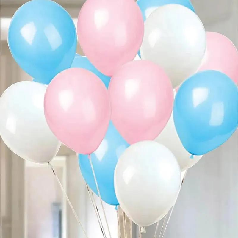 Pink Blue N White Helium Balloons 12 Pcs thumbnail 3