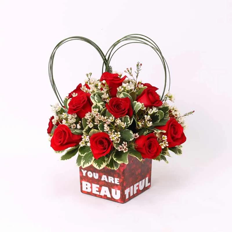 You Are Beautiful Red Roses Flower Vase thumbnail 2