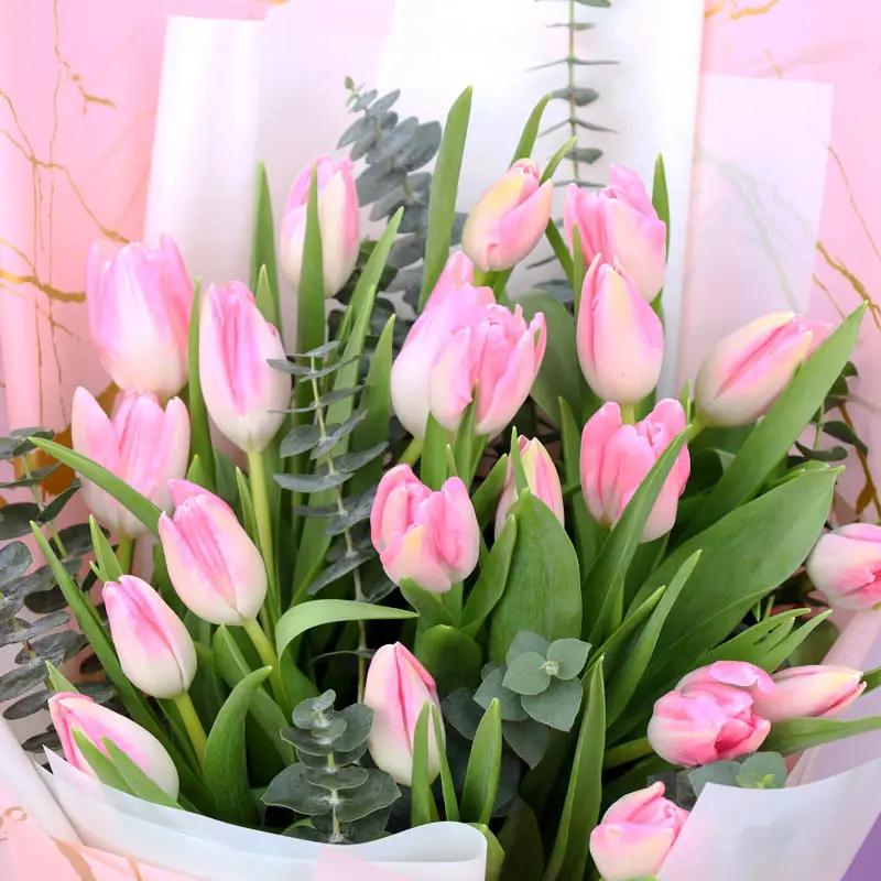 Delicate 21 Pink Tulips Bouquet - Flowers gift from Buy Any Flowers Dubai in Al Quoz Industrial Area 4, Dubai, UAE - image 3