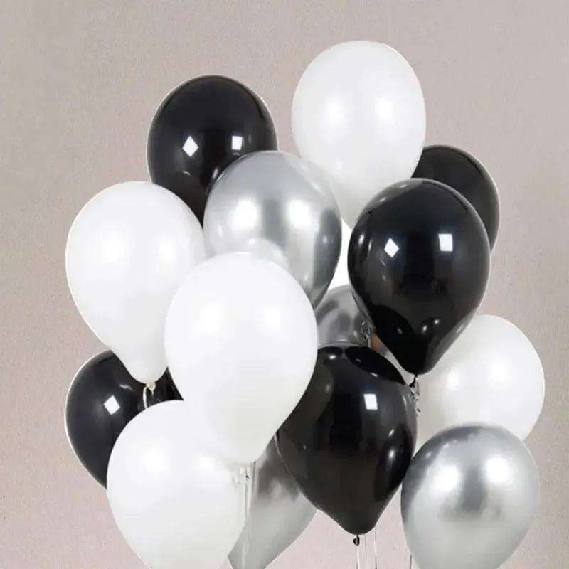 White Black N Silver Helium Balloons 15 Pcs thumbnail 2