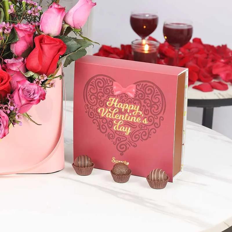 Elegance 19 Roses Box and Valentine Chocolates By Sweecho - Chocolates gift from Buy Any Flowers Dubai in Al Quoz Industrial Area 4, Dubai, UAE - image 2