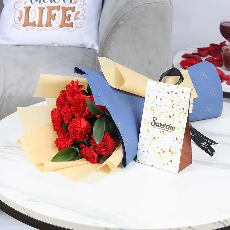 Love 11 Red Carnations Bouquet and Sweecho Chocolates 100gm