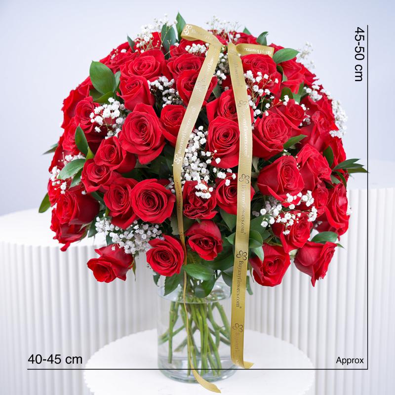 Scarlet 75 Red Roses Arrangement - Flowers gift from Buy Any Flowers Dubai in Al Quoz Industrial Area 4, Dubai, UAE - image 4