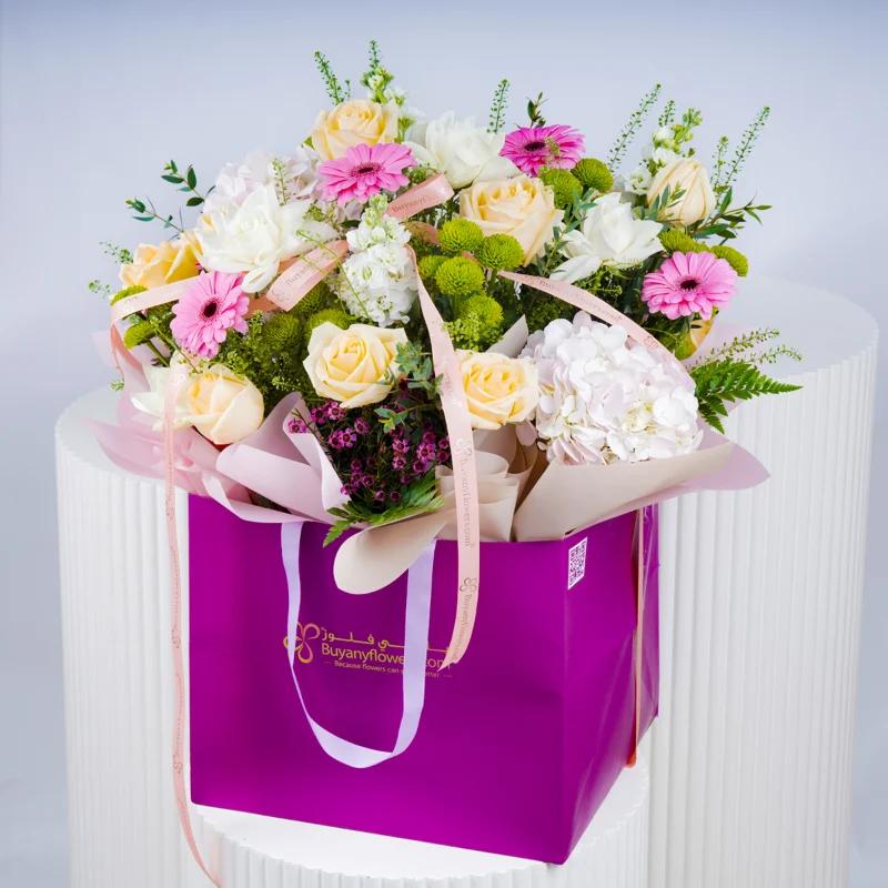 Peach Blush Flower Bag - Flowers gift from Buy Any Flowers Dubai in Al Quoz Industrial Area 4, Dubai, UAE