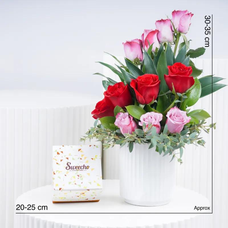 Beauty 11 Red and Purple Roses With Chocolate - Gift Sets gift from Buy Any Flowers Dubai in Al Quoz Industrial Area 4, Dubai, UAE - image 3
