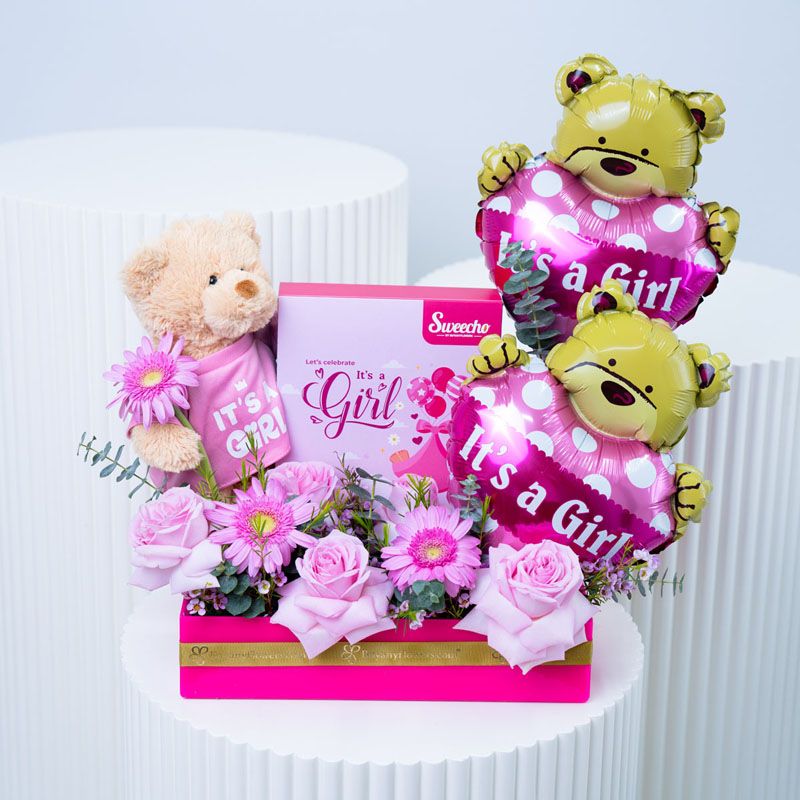 Welcome Baby Girl Flower Hamper in Dubai