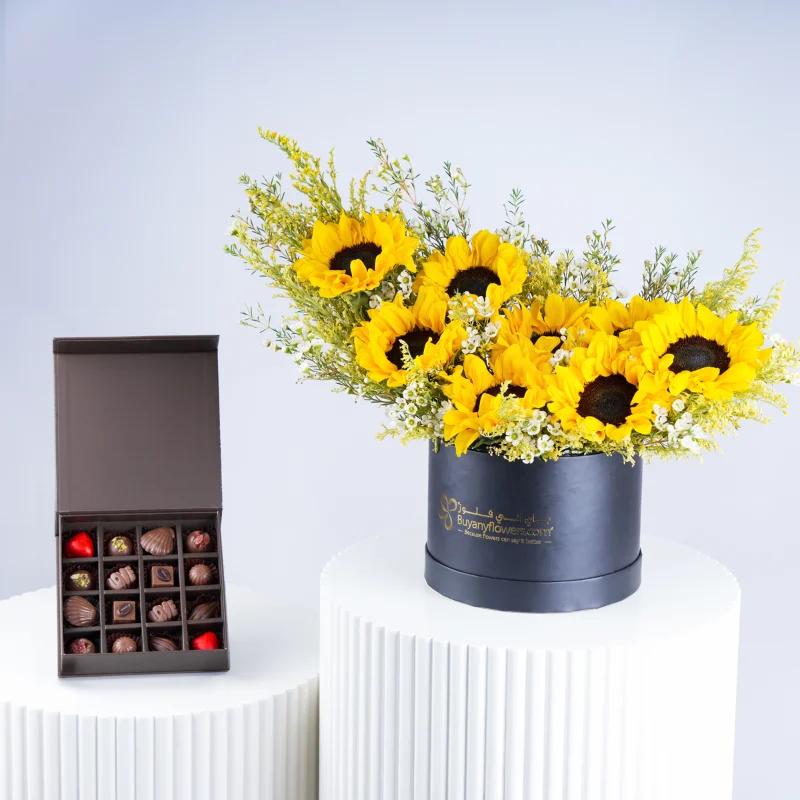 Sunflare Blooming Box and Chocolates in Dubai