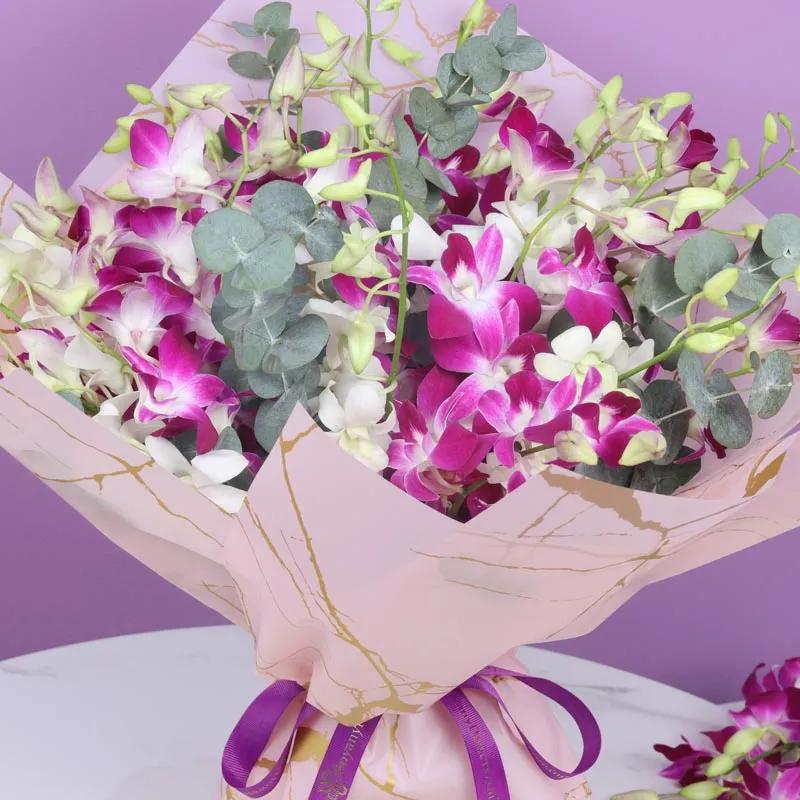 Gentle 21 Purple and White Orchid Bouquet thumbnail 2
