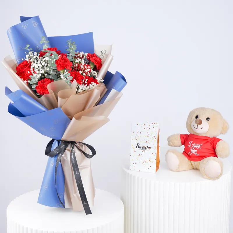 Love 11 Red Carnations Bouquet Trio Combo - Gift Sets gift from Buy Any Flowers Dubai in Al Quoz Industrial Area 4, Dubai, UAE