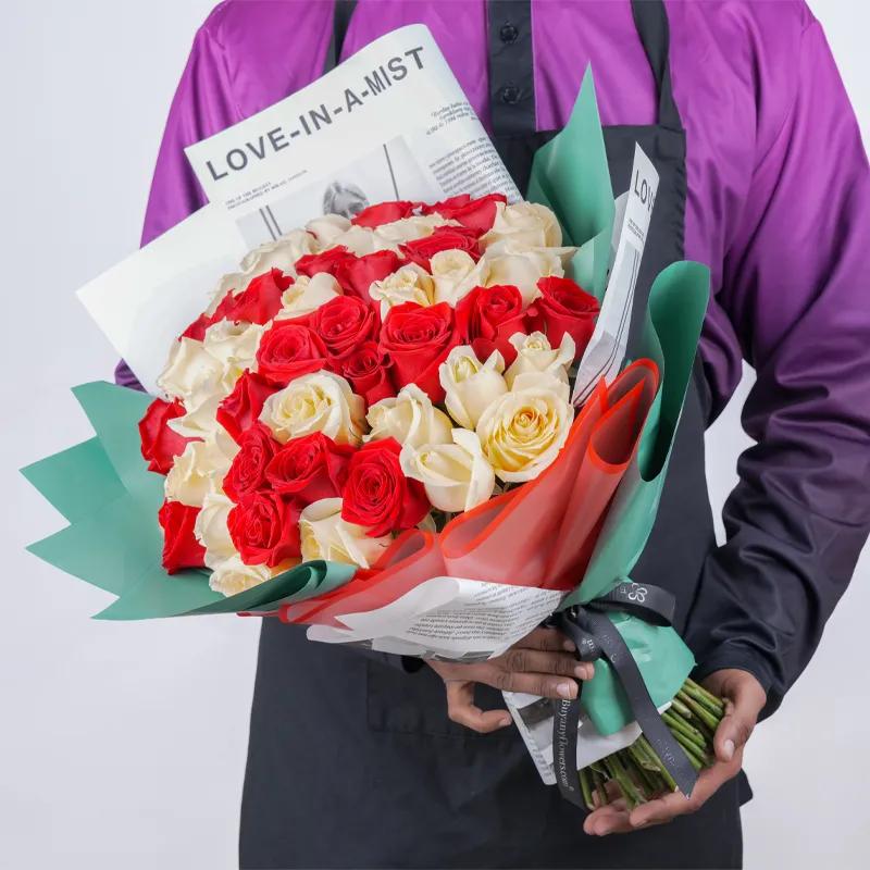Peach Cherry 51 Roses Bouquet - Flowers gift from Buy Any Flowers Dubai in Al Quoz Industrial Area 4, Dubai, UAE - image 2