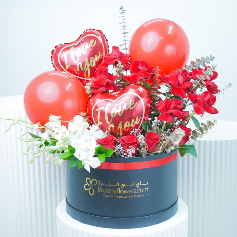 Romantic I Love You Balloons and Flower Box 1