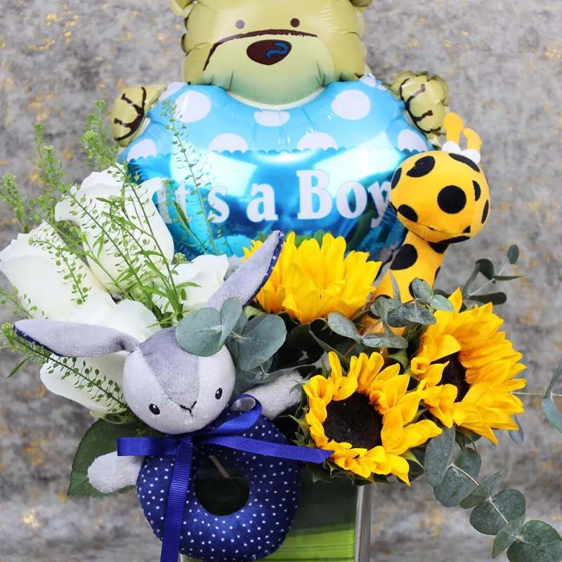 Welcome Baby Boy Flower Vase - Flowers gift from Buy Any Flowers Dubai in Al Quoz Industrial Area 4, Dubai, UAE - image 2