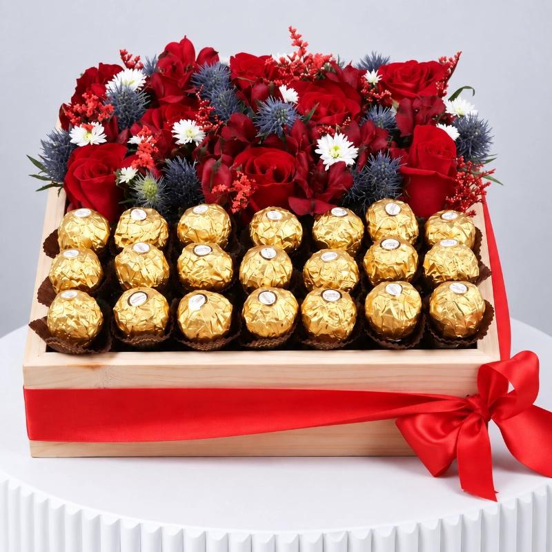 Flower and Ferrero Arrangement - Chocolates gift from Buy Any Flowers Dubai in Al Quoz Industrial Area 4, Dubai, UAE - image 2