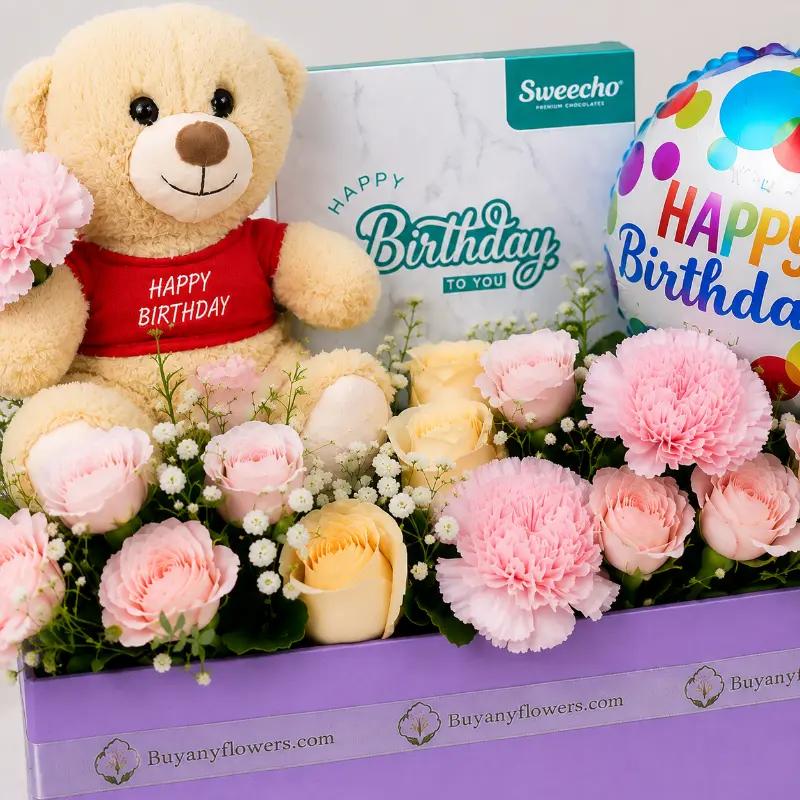 Pastel Birthday Flower Hamper - Flowers gift from Buy Any Flowers Dubai in Al Quoz Industrial Area 4, Dubai, UAE - image 2