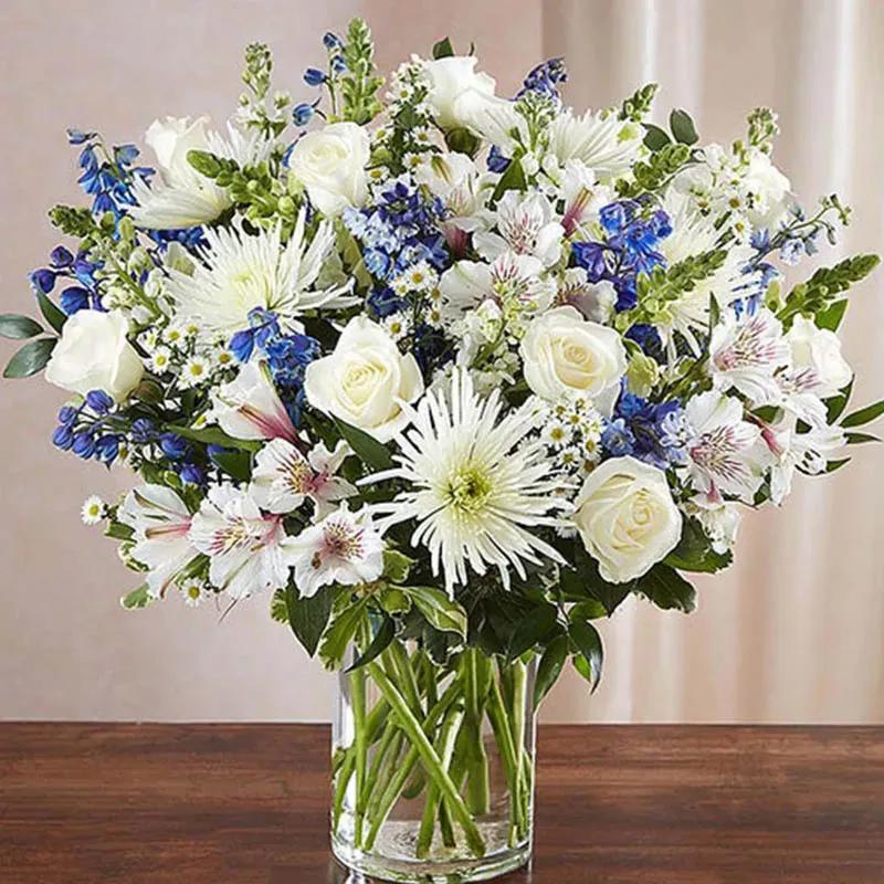 Joyful Blue and White Flowers Vase in Dubai