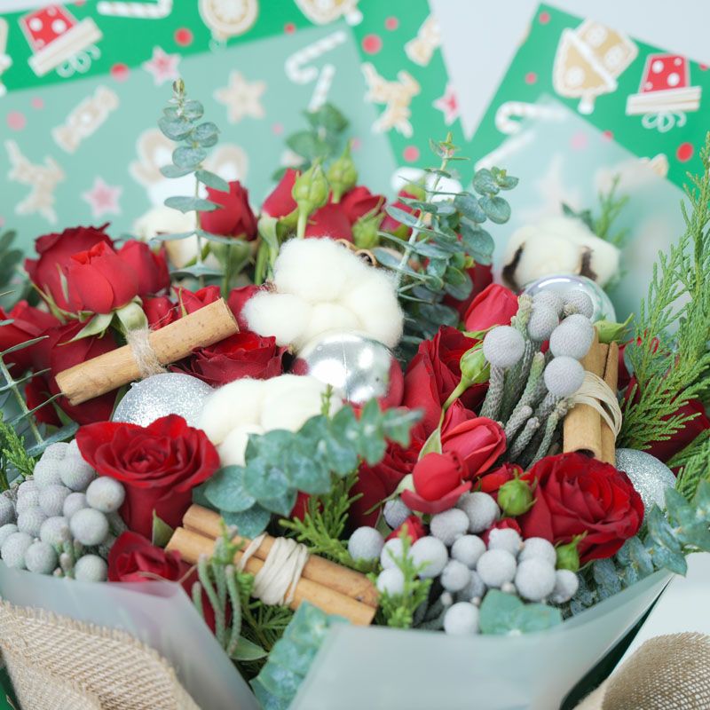 Christmas Red Roses Flower Bouquet - Flowers gift from Buy Any Flowers Dubai in Al Quoz Industrial Area 4, Dubai, UAE - image 3