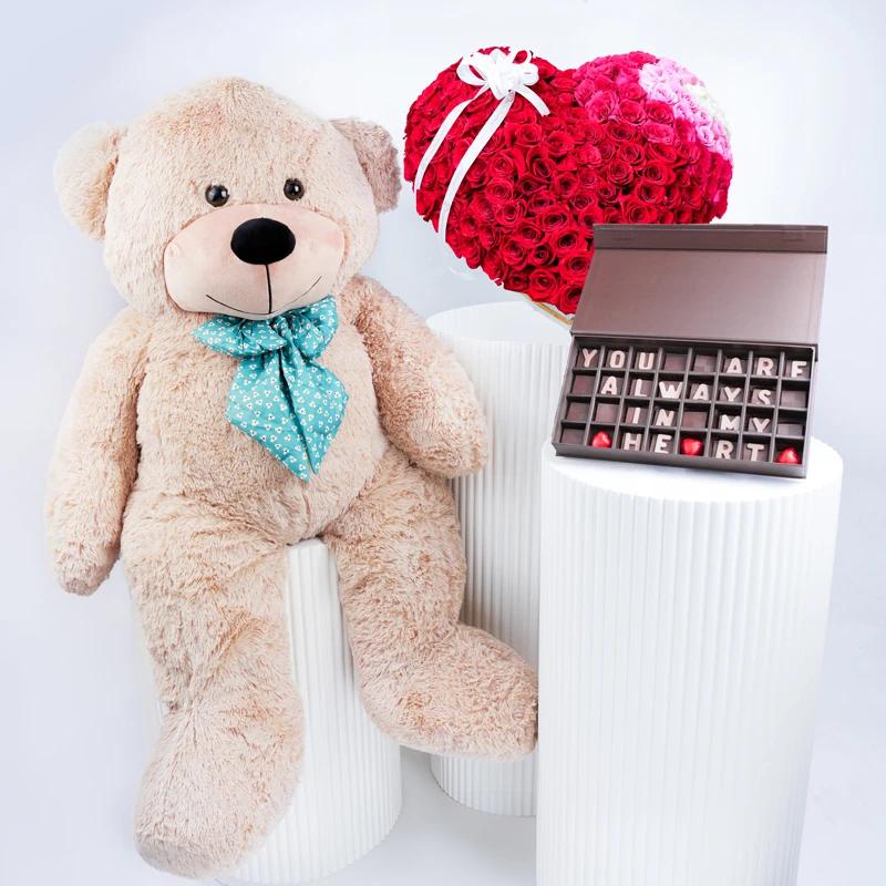 Grand Romance 201 Roses 3D Heart Arrangement Trio - Gift Sets gift from Buy Any Flowers Dubai in Al Quoz Industrial Area 4, Dubai, UAE