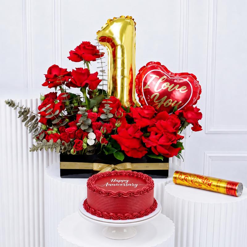 Customize Anniversary Flower Gift Bundle - Gift Sets gift from Buy Any Flowers Dubai in Al Quoz Industrial Area 4, Dubai, UAE