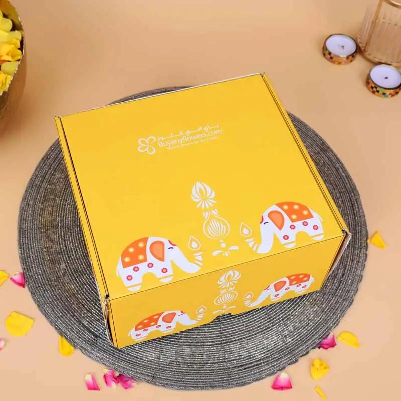 Diwali Sweets and Savoury Yellow Gift Box thumbnail 4