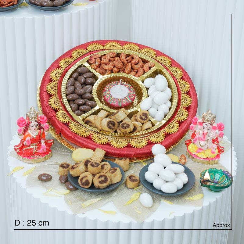 Assorted Festive Dry Fruit & Chocolate Tray With Laxmi Ganesha Idol thumbnail 4