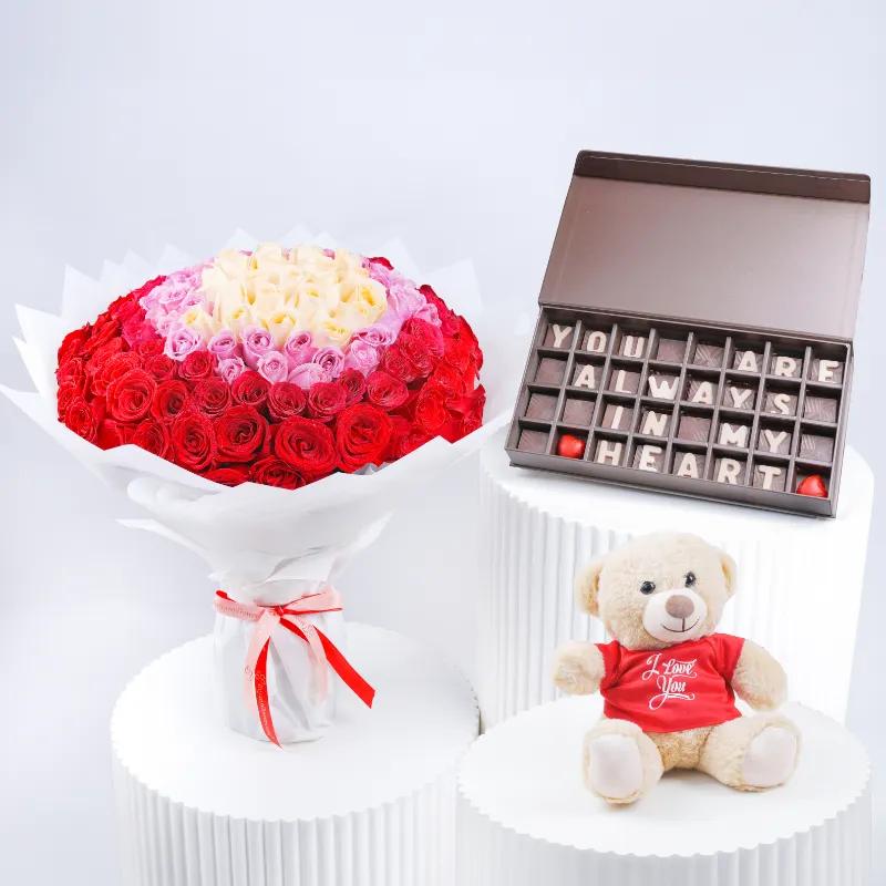 Garden of Love 151 Roses Bouquet Trio - Gift Sets gift from Buy Any Flowers Dubai in Al Quoz Industrial Area 4, Dubai, UAE