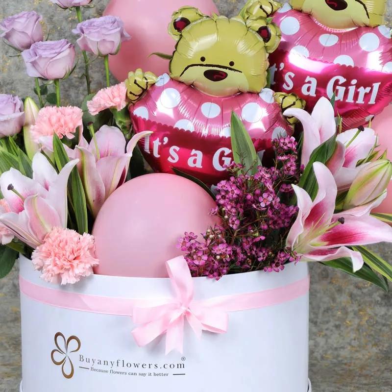 Its a Girl Balloon and Flower Box thumbnail 3