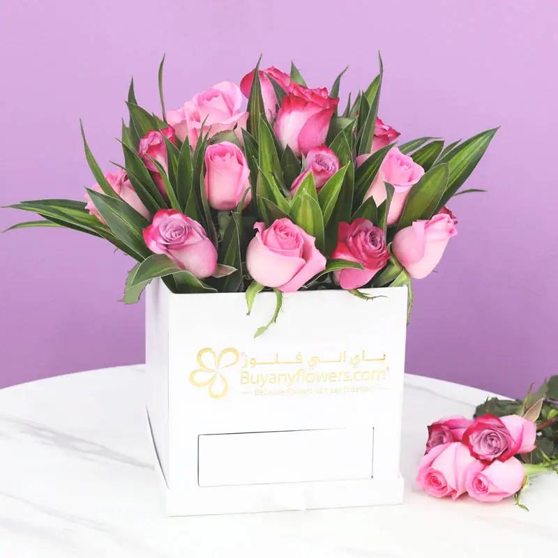 Purple and Pink 21 Roses Box - Flowers gift from Buy Any Flowers Dubai in Al Quoz Industrial Area 4, Dubai, UAE