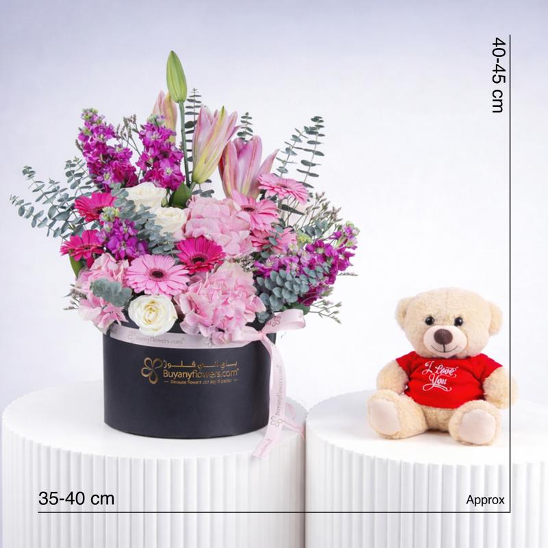 Pastel Whisper Flower Box and Teddy - Gift Sets gift from Buy Any Flowers Dubai in Al Quoz Industrial Area 4, Dubai, UAE - image 5