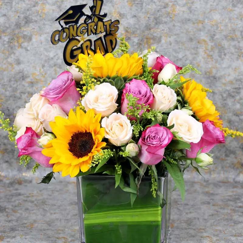 Congrats Grad Flower Vase - Flowers gift from Buy Any Flowers Dubai in Al Quoz Industrial Area 4, Dubai, UAE - image 2