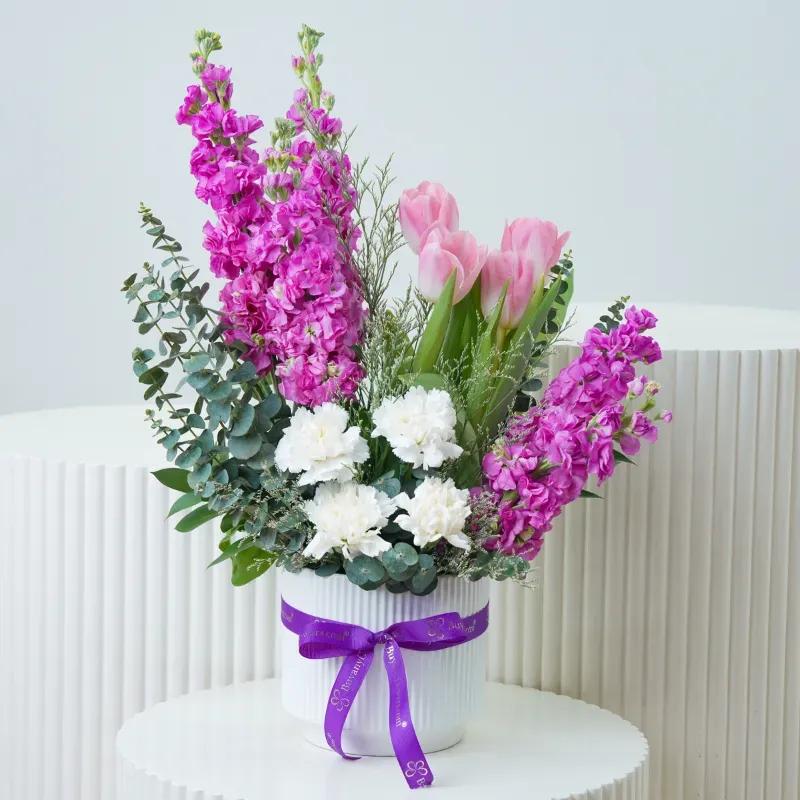 Premium Pastel Bloom Ceramic Arrangement - Flowers gift from Buy Any Flowers Dubai in Al Quoz Industrial Area 4, Dubai, UAE