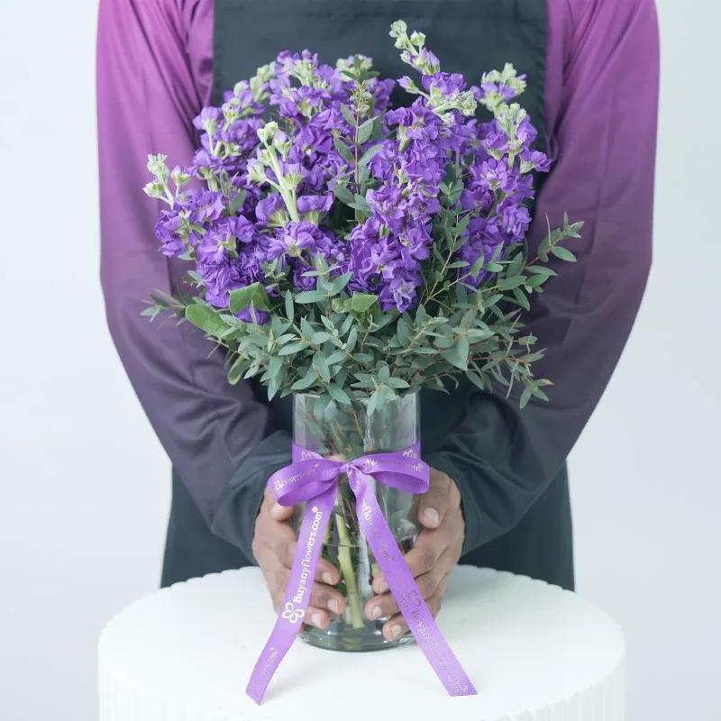 Purple Beauty 11 Matthiola With Chocolate - Gift Sets gift from Buy Any Flowers Dubai in Al Quoz Industrial Area 4, Dubai, UAE - image 2