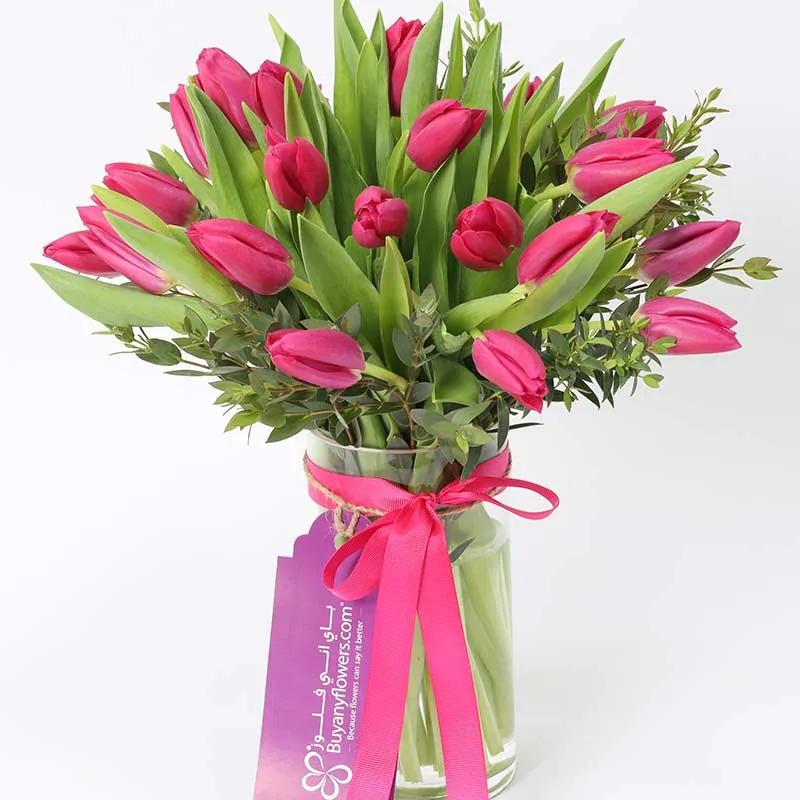 Ruby 21 Dark Pink Tulips - Flowers gift from Buy Any Flowers Dubai in Al Quoz Industrial Area 4, Dubai, UAE - image 2