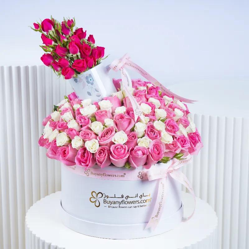 Her Power Blossom Box - Flowers gift from Buy Any Flowers Dubai in Al Quoz Industrial Area 4, Dubai, UAE