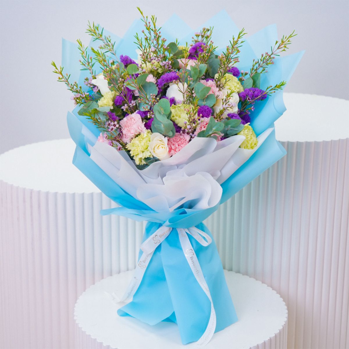 Youth 21 Roses and Carnations Bouquet - Flowers gift from Buy Any Flowers Dubai in Al Quoz Industrial Area 4, Dubai, UAE
