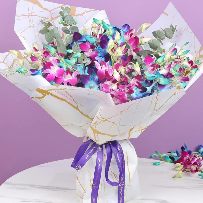 21 Purple and Blue Flower Bouquet - Flowers gift from Buy Any Flowers Dubai in Al Quoz Industrial Area 4, Dubai, UAE - image 2