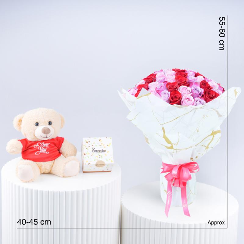 Lady Luck 101 Roses Trio - Gift Sets gift from Buy Any Flowers Dubai in Al Quoz Industrial Area 4, Dubai, UAE - image 4