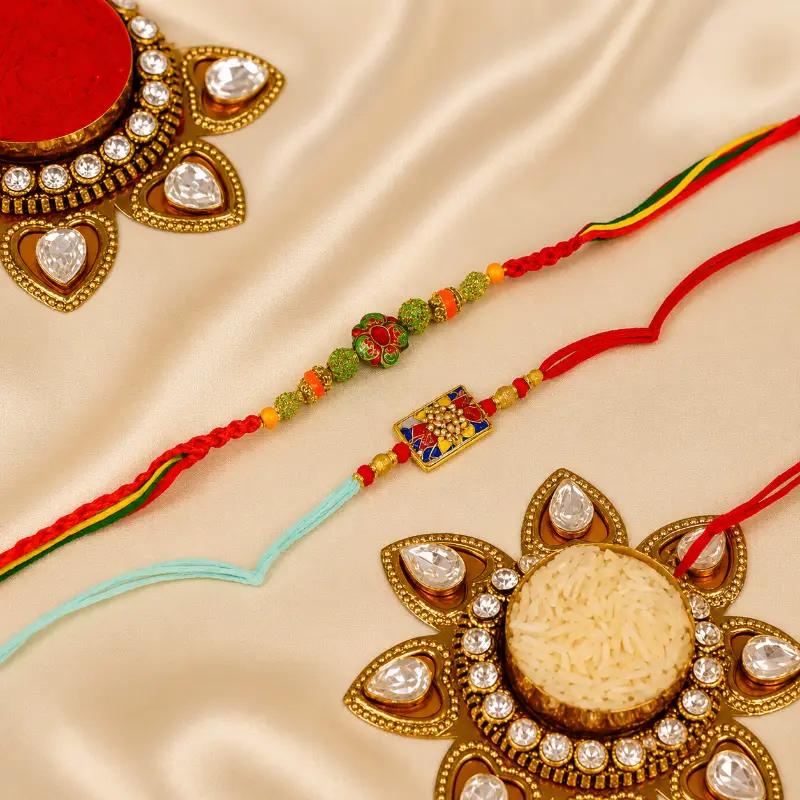 Antique and Kundan Rakhi Set of 2 - Gifts gift from Buy Any Flowers Dubai in Al Quoz Industrial Area 4, Dubai, UAE