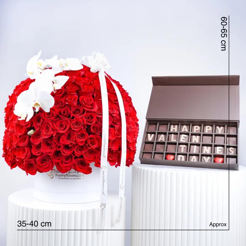 My Queen 251 Red Roses in Box and Chocolates - Gift Sets gift from Buy Any Flowers Dubai in Al Quoz Industrial Area 4, Dubai, UAE - image 3