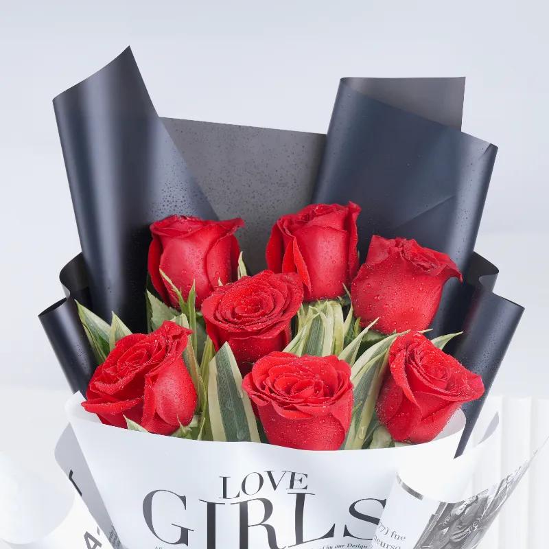 Beauty 7 Red Roses Bouquet - Flowers gift from Buy Any Flowers Dubai in Al Quoz Industrial Area 4, Dubai, UAE - image 2